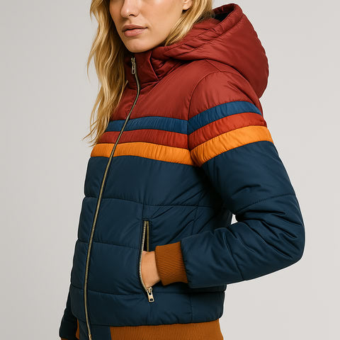 Maja™ | Retro randig pufferjacka