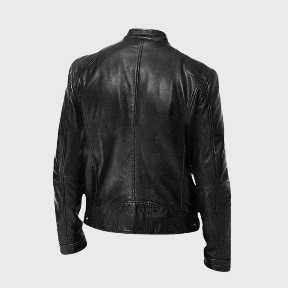 Fredrik™ | Klassisk bikerjacka i läder med smal passform