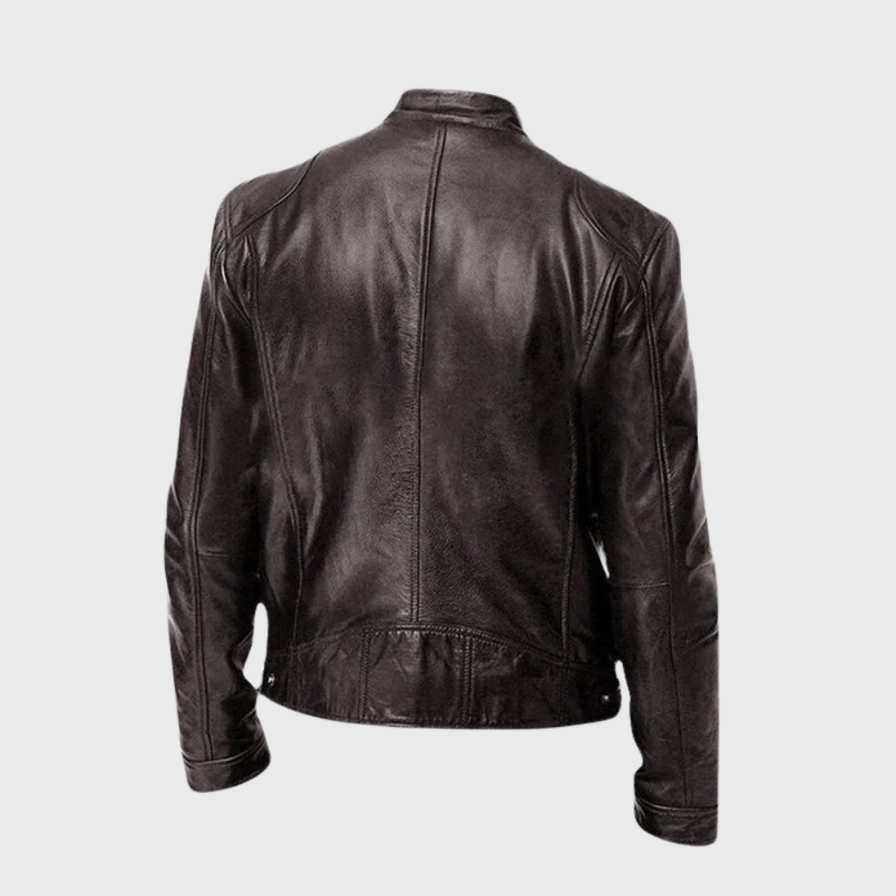 Fredrik™ | Klassisk bikerjacka i läder med smal passform