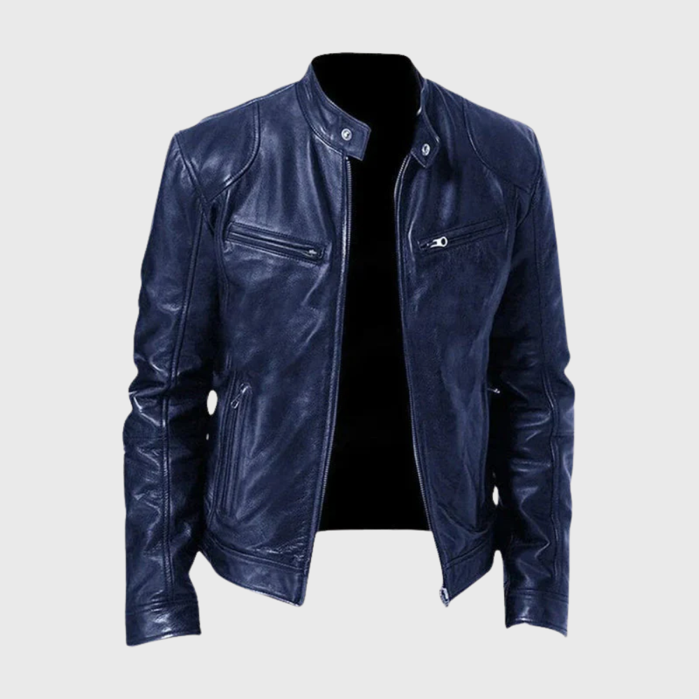 Fredrik™ | Klassisk bikerjacka i läder med smal passform