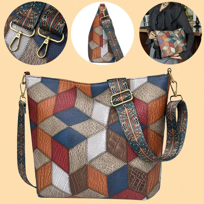 Vilda™ | Handväska i läder med mosaikmönster