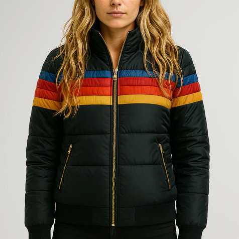 Maja™ | Retro randig pufferjacka
