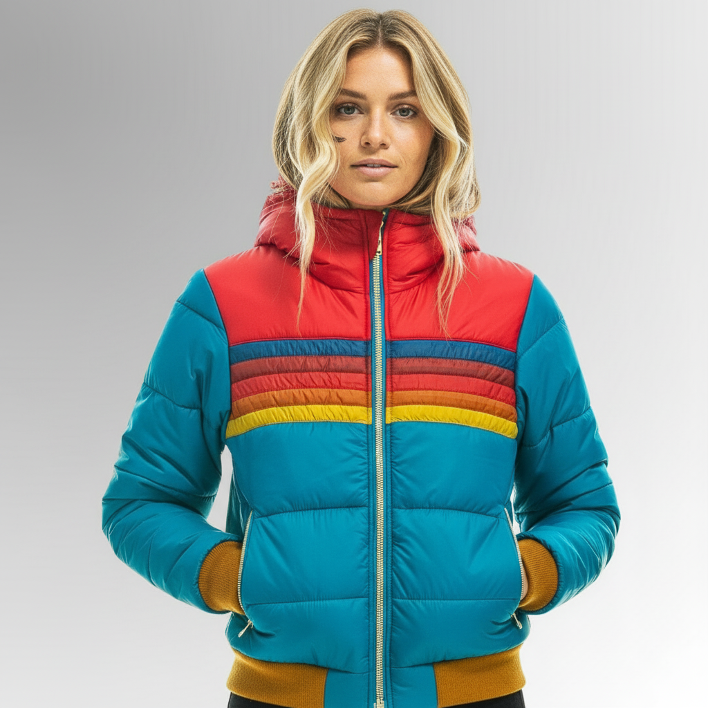 Maja™ | Retro randig pufferjacka
