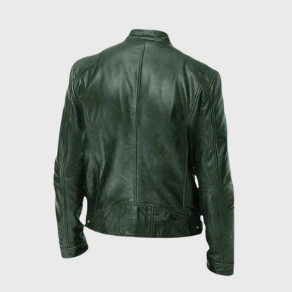 Fredrik™ | Klassisk bikerjacka i läder med smal passform
