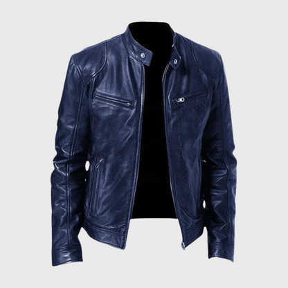 Fredrik™ | Klassisk bikerjacka i läder med smal passform