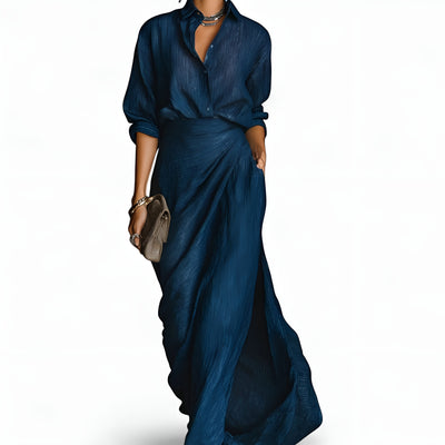 Francesca™ | Set plissettato – blusa e gonna maxi a portafoglio