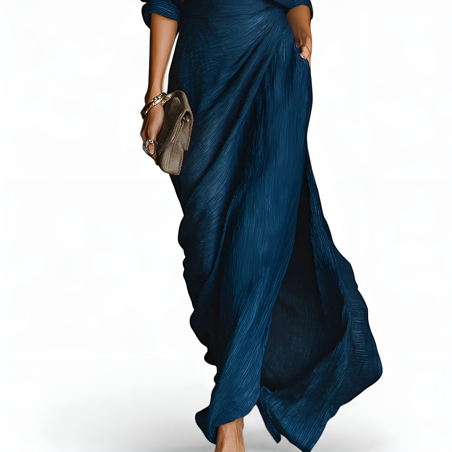 Helena™ | plisserat set – blus och maxi-omlottkjol