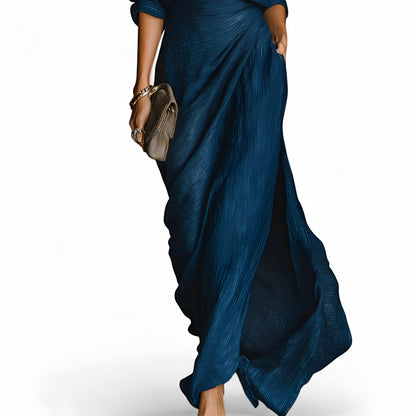 Helena™ | plisserat set – blus och maxi-omlottkjol