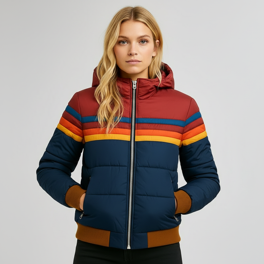 Maja™ | Retro randig pufferjacka